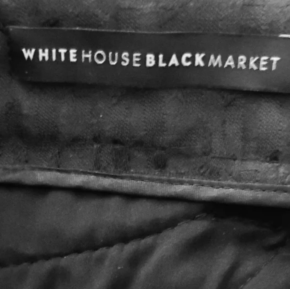 White House Black Market Womens Slim Ankle Jaquard Textured Black Pants Size 2L - Picture 3 of 8